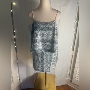 Endless Rose Black and White Mini Slip Skirt Set